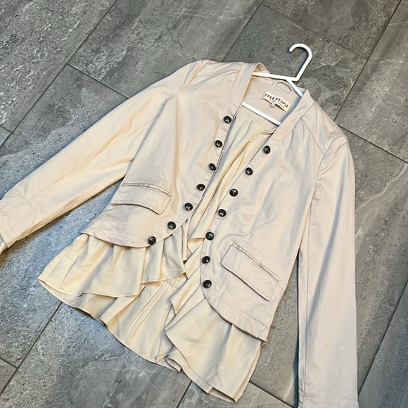 Free People Ruffles Romance Jacket Military Style Button Front NWT - Picture 9 of 14